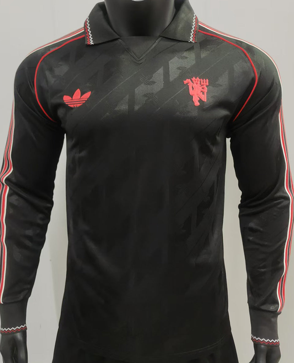 Maillot Manchester United Manches Longues Rétro (Version Joueur)