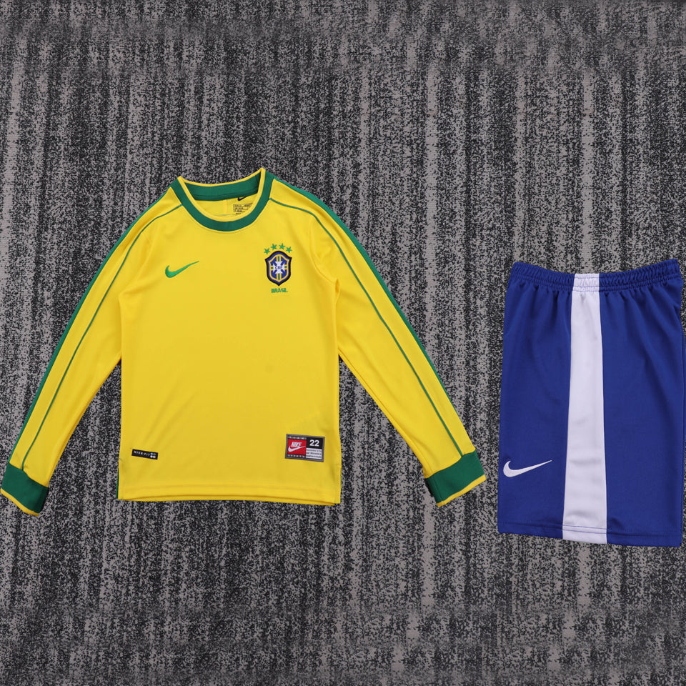 Maillot Brésil Domicile Manches Longues Rétro Enfant