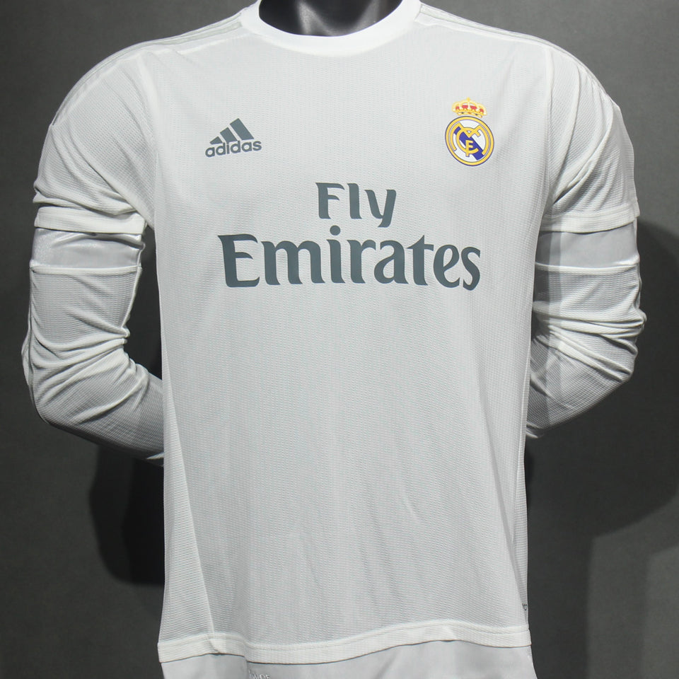 Maillot Real Madrid Domicile Manches Longues Rétro 2015/16 (Version Joueur)
