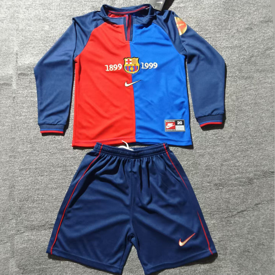 Maillot Barcelone Domicile Manches Longues Rétro 1998/99 Enfant
