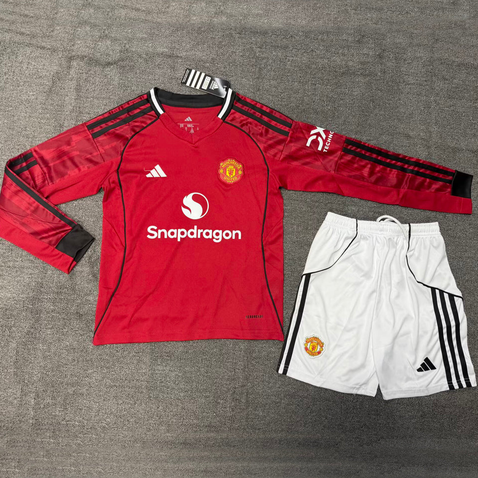 Maillot Manchester United Domicile Manches Longues 2025 Enfant