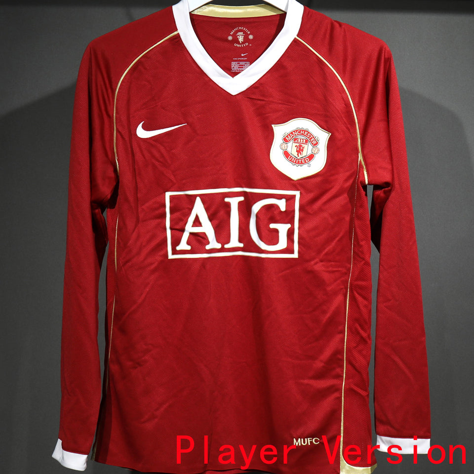 Maillot Manchester United Domicile Manches Longues Rétro 2006/07 (Version Joueur)