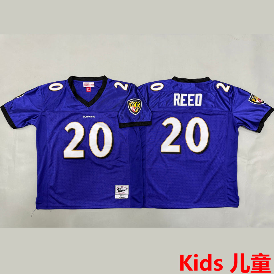 Maillot Reed 20 Baltimore Ravens Rétro Enfant