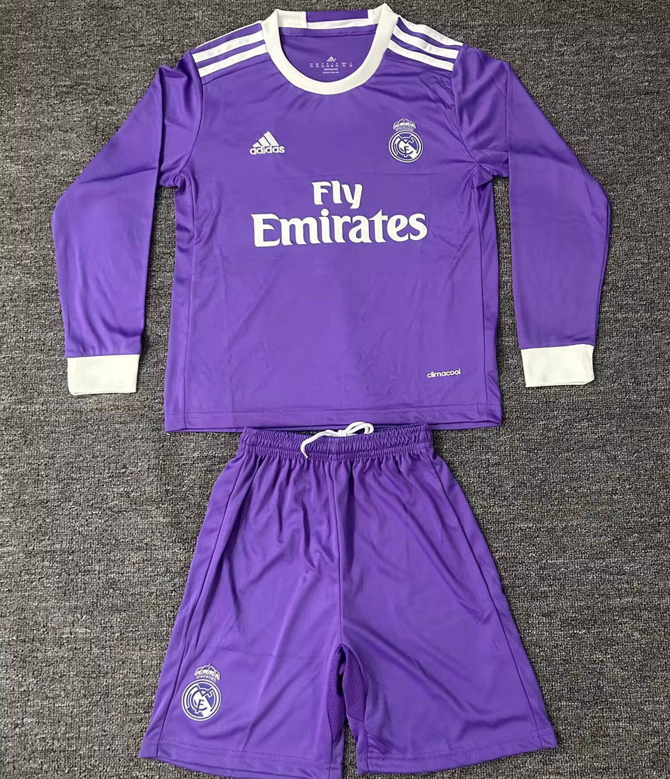 Maillot Real Madrid Extérieur Manches Longues Rétro 2016/17 Enfant