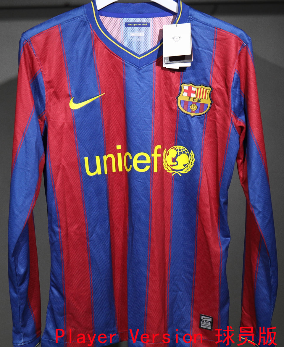Maillot Barcelone Domicile Manches Longues Rétro 2009/10 (Version Joueur)