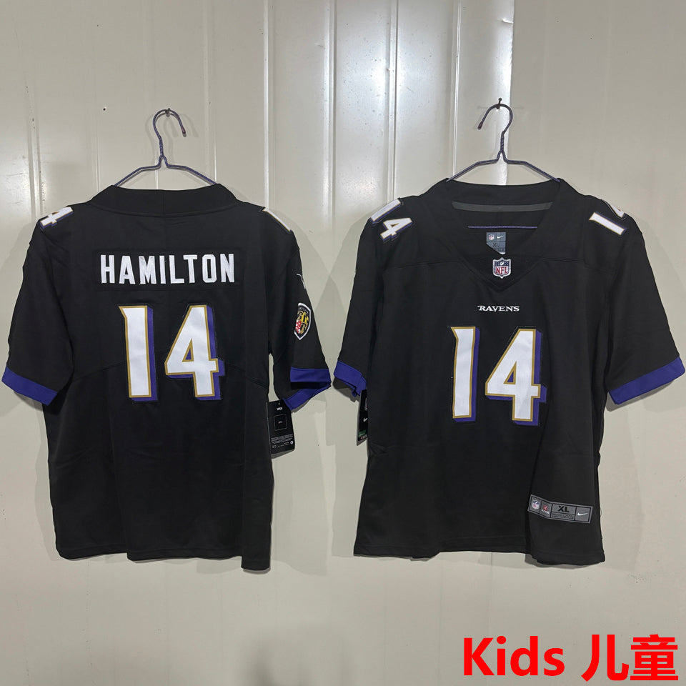 Maillot Hamilton 14 Baltimore Ravens Enfant