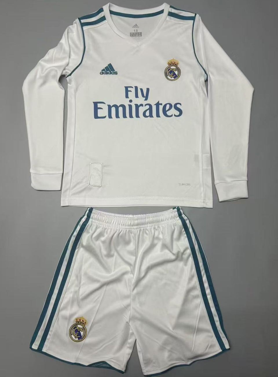 Maillot Real Madrid Domicile Manches Longues Rétro 2017/18 Enfant