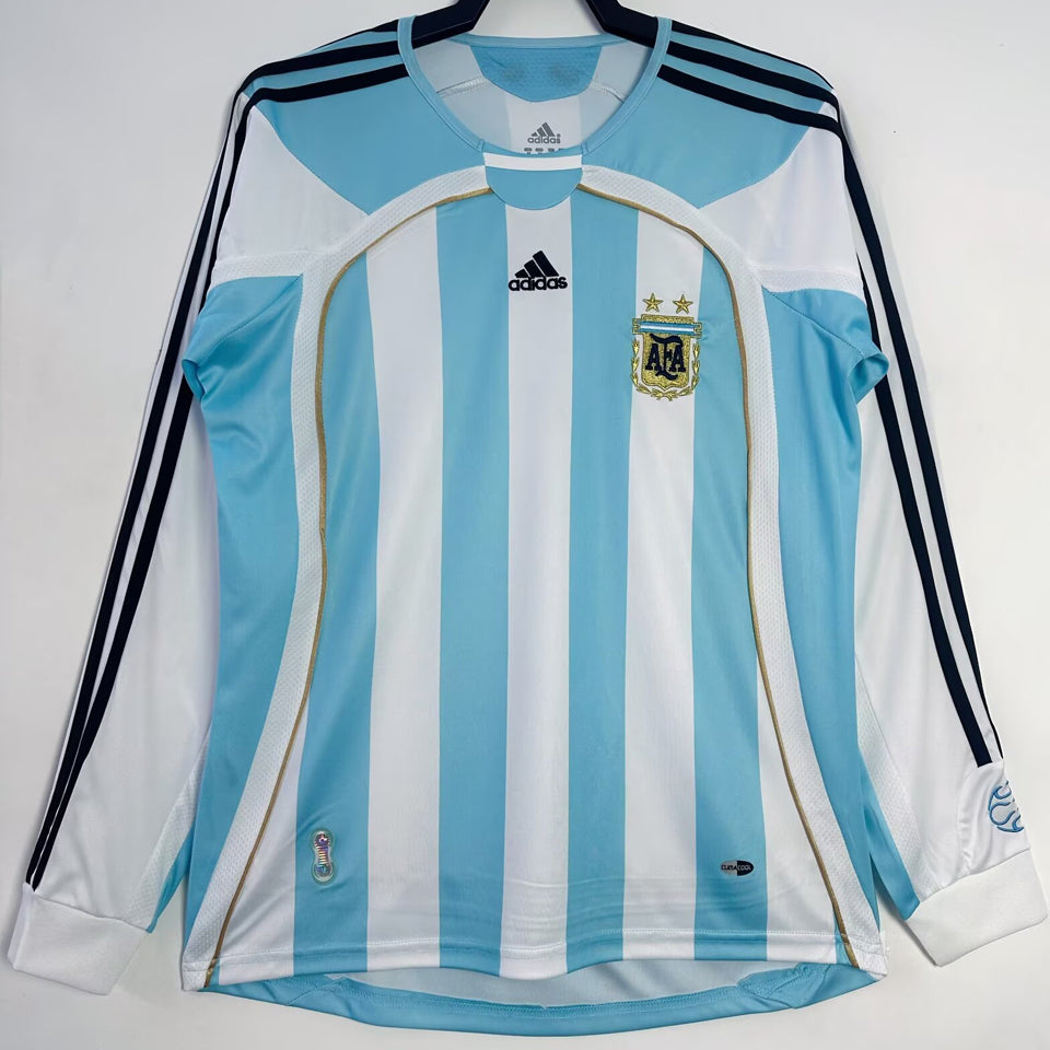 Maillot Argentine Domicile Manches Longues Rétro