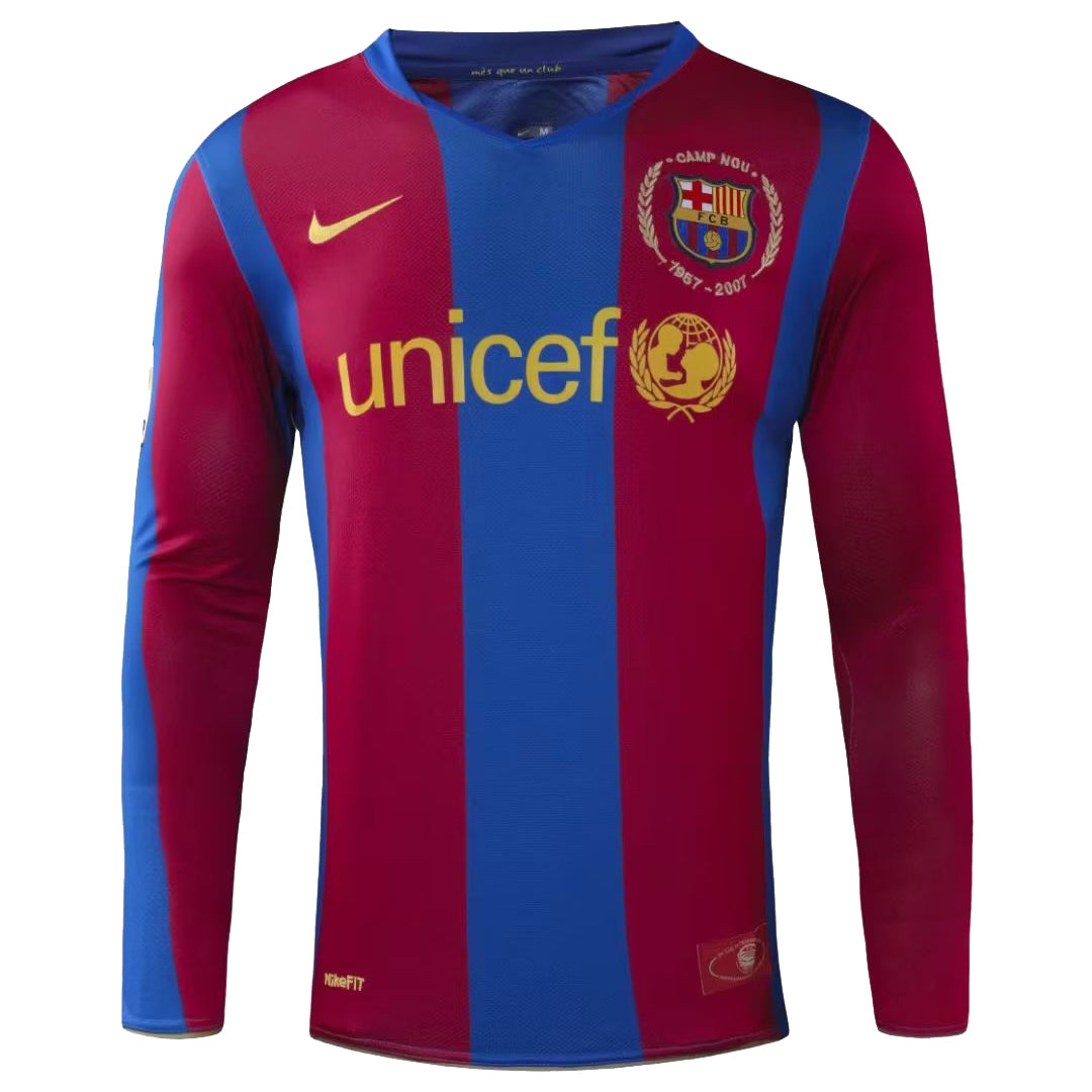 Maillot Barcelone Domicile Manches Longues Rétro 2007/08