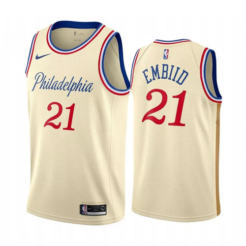 Maillot 76Ers Embiid 21 Khaki Nba Jerseys 2024