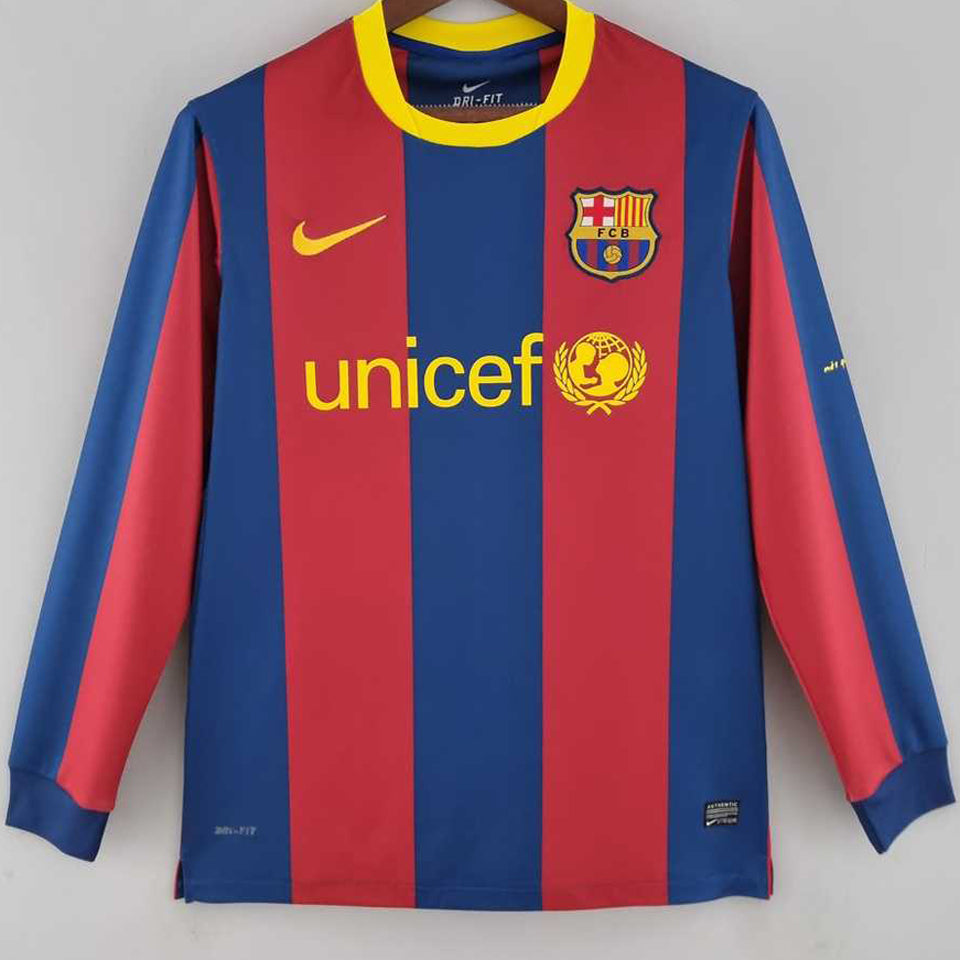 Maillot Barcelone Domicile Manches Longues Rétro 2010/11