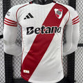 Maillot River Plate Domicile Manches Longues 2025 (Version Joueur)