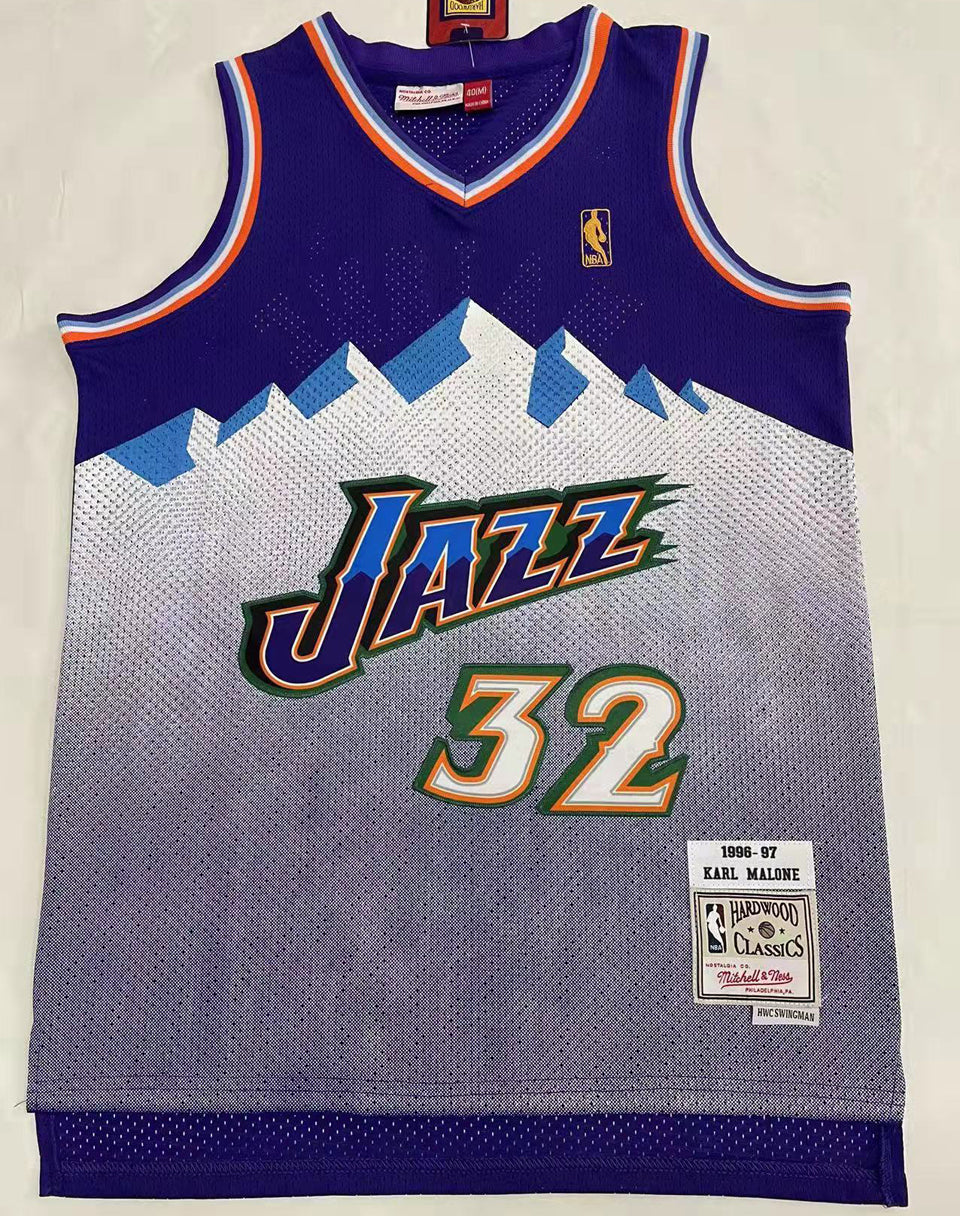 Maillot Jazz Malone 32 Snow Mountain Rétro