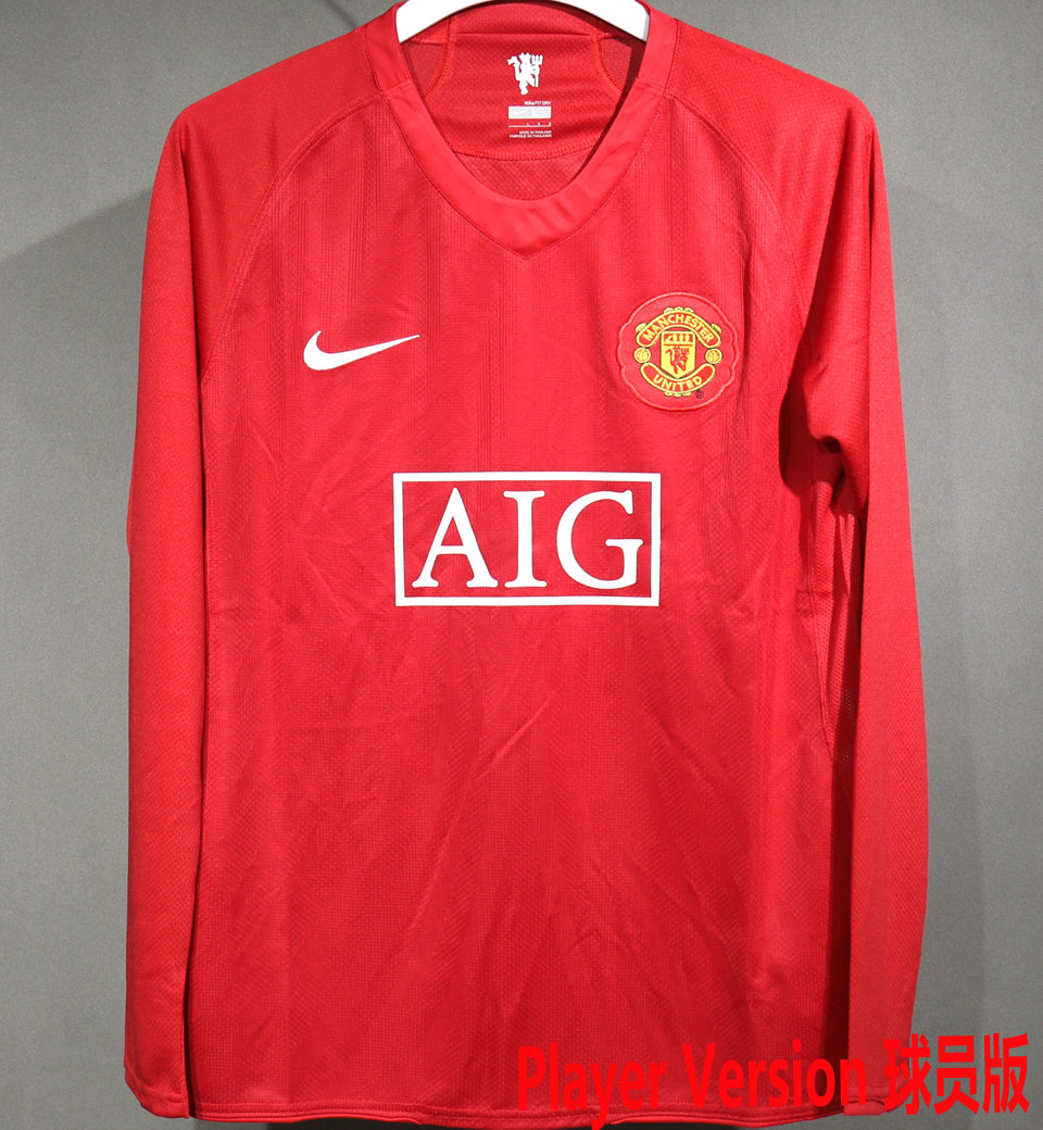 Maillot Manchester United Domicile Manches Longues Rétro (Version Joueur)