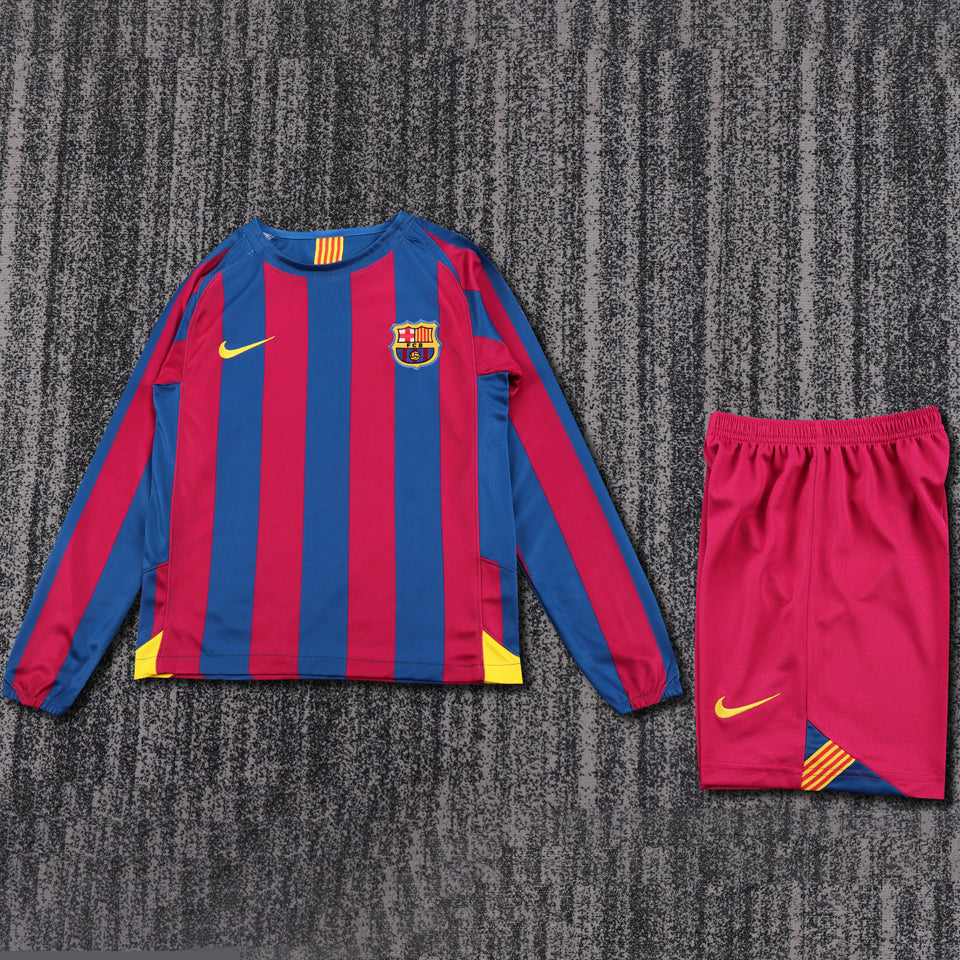 Maillot Barcelone Domicile Manches Longues Rétro Enfant
