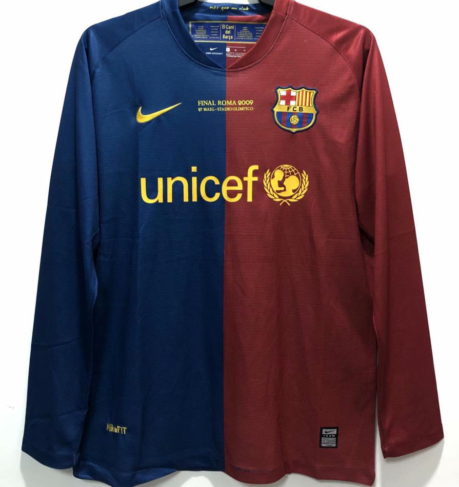 Maillot Barcelone Domicile Manches Longues Rétro 2008/09