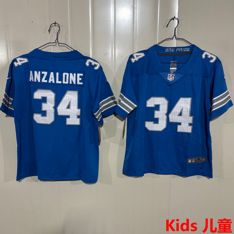 Maillot Anzalone 34 Detroit Lions Enfant
