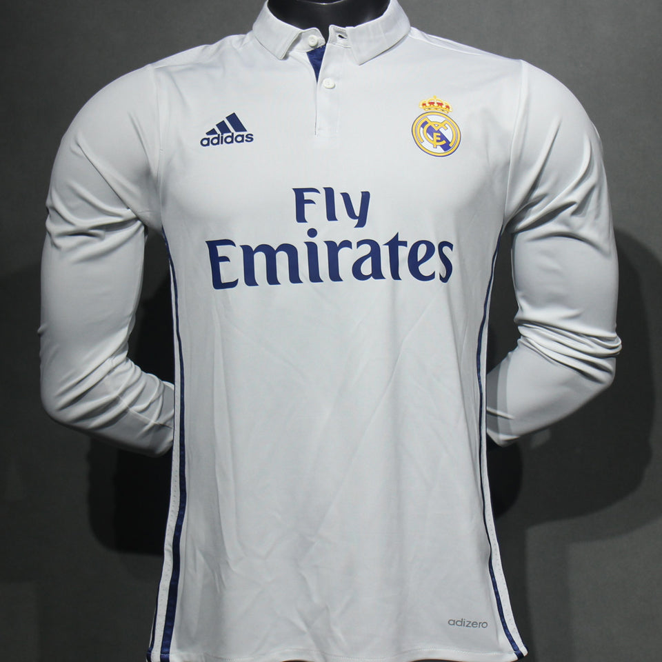 Maillot Real Madrid Domicile Manches Longues Rétro 2016/17 (Version Joueur)