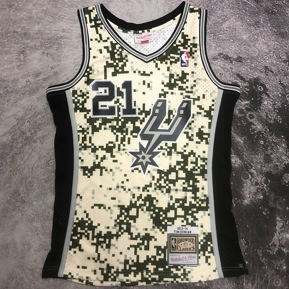 Maillot Spurs Duncan 21 Camo Rétro 2013/14