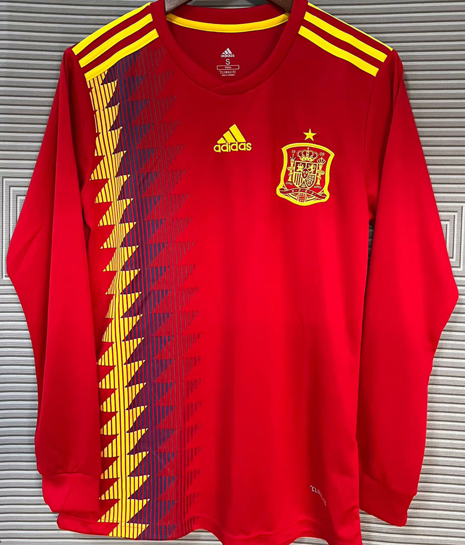 Maillot Espagne Domicile Manches Longues Rétro 2018