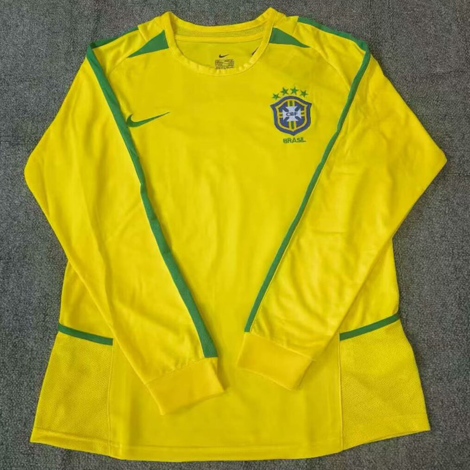 Maillot Brésil Domicile Manches Longues Rétro 2002