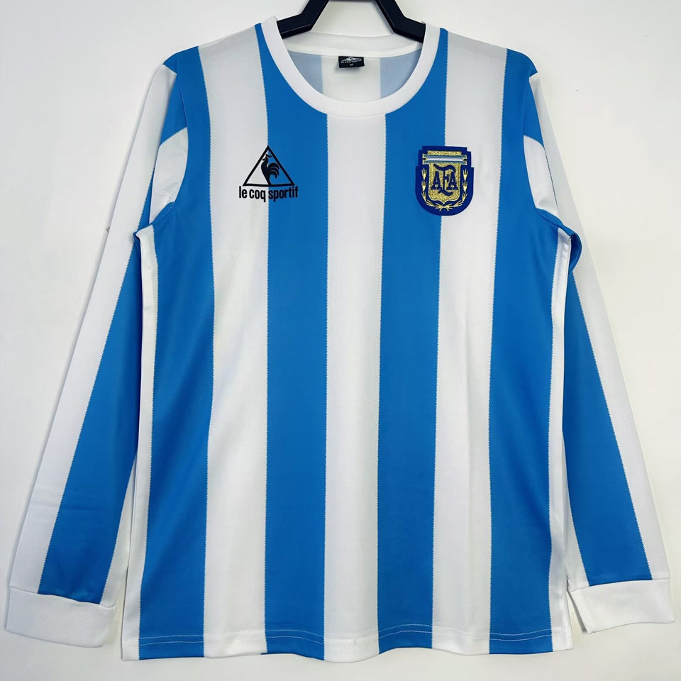 Maillot Argentine Domicile Manches Longues Rétro