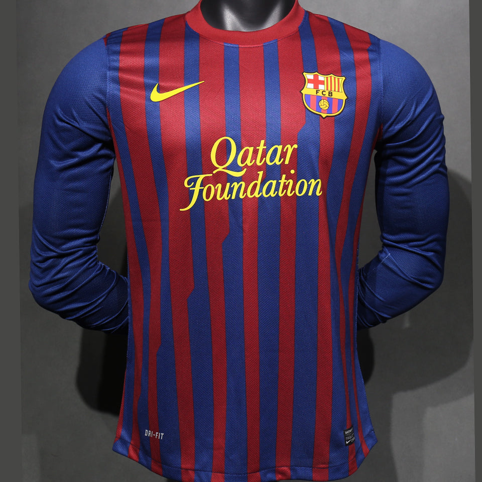 Maillot Barcelone Domicile Manches Longues Rétro 2011/12 (Version Joueur)