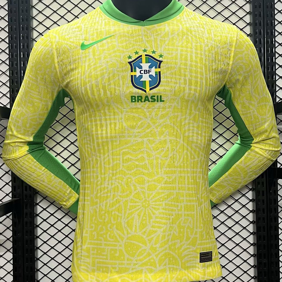 Maillot Brésil Domicile Manches Longues 2024/25 (Version Joueur)