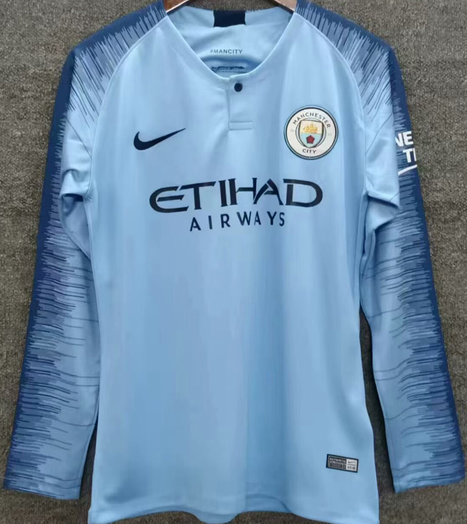 Maillot Manchester City Domicile Manches Longues Rétro 2018
