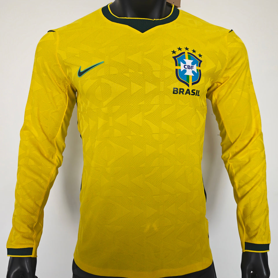 Maillot Brésil Domicile Manches Longues 2026/27 (Version Joueur)