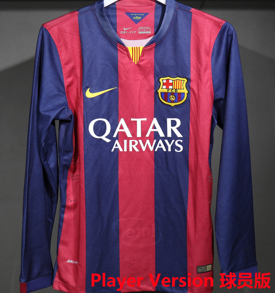 Maillot Barcelone Domicile Manches Longues Rétro 2014/15 (Version Joueur)