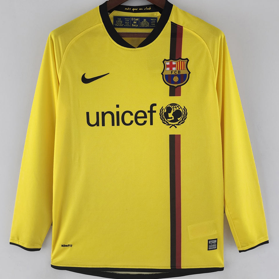 Maillot Barcelone Extérieur Manches Longues Rétro 2008/09