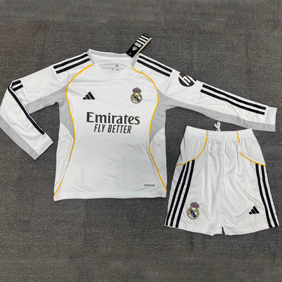 Maillot Real Madrid Domicile Manches Longues 2025/26 Enfant