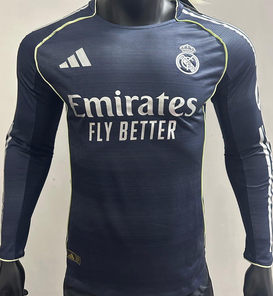 Maillot Real Madrid Extérieur Manches Longues 2025/26 (Version Joueur)