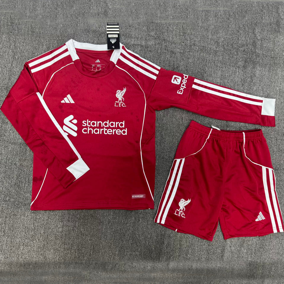 Maillot Liverpool Domicile Manches Longues 2025/26 Enfant