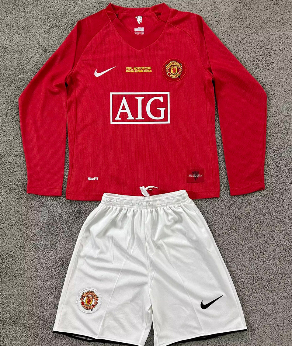 Maillot Manchester United Domicile Manches Longues Rétro 2007/08 Enfant