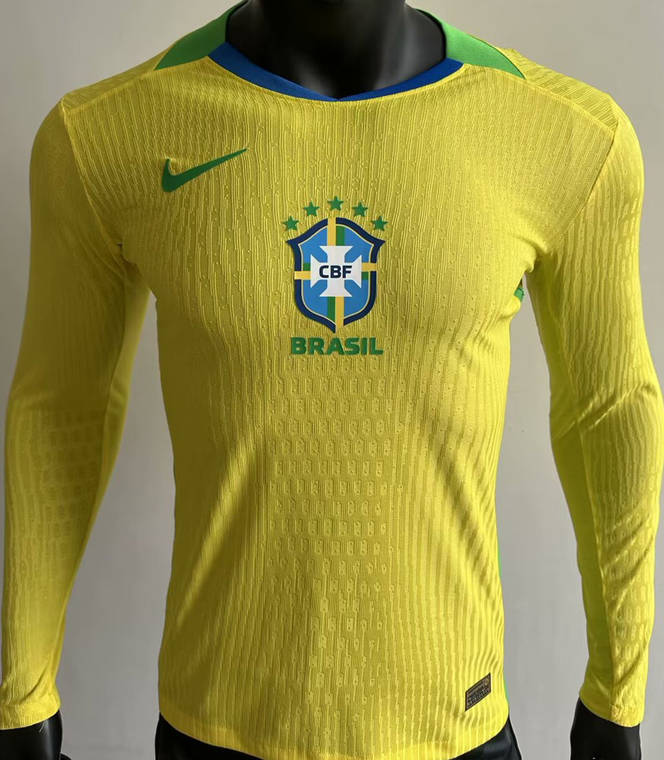 Maillot Brésil Domicile Manches Longues 2025 (Version Joueur)